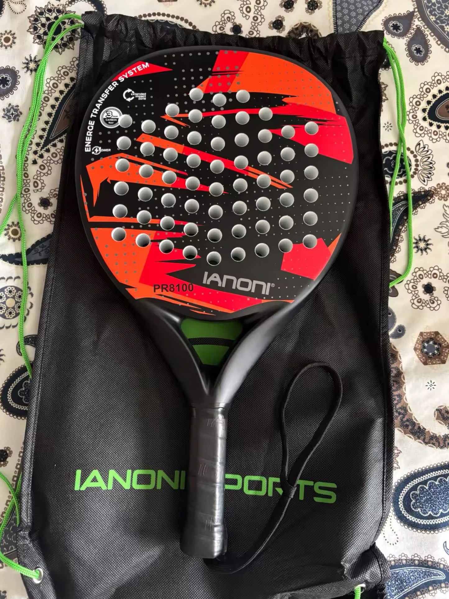 IANONI Padel Racket Carbon Fiber Surface with EVA Memory Flex Foam Core Padel Tennis Racquets Lightweight