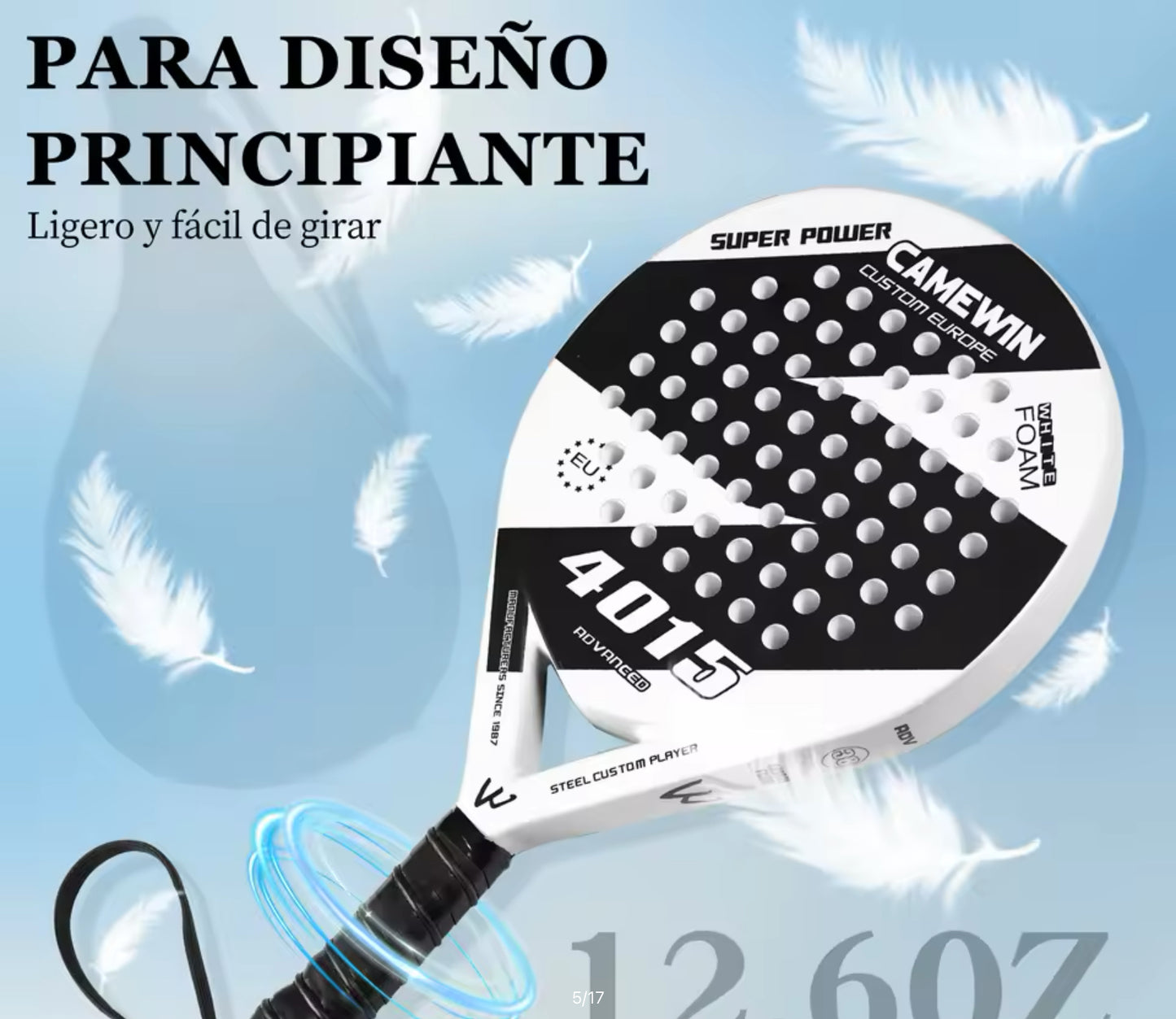 CAMEWIN paddle paddle racket with professional paddle cover with carbon fiber surface and core Flexible EVA memory foam for beginners with cover